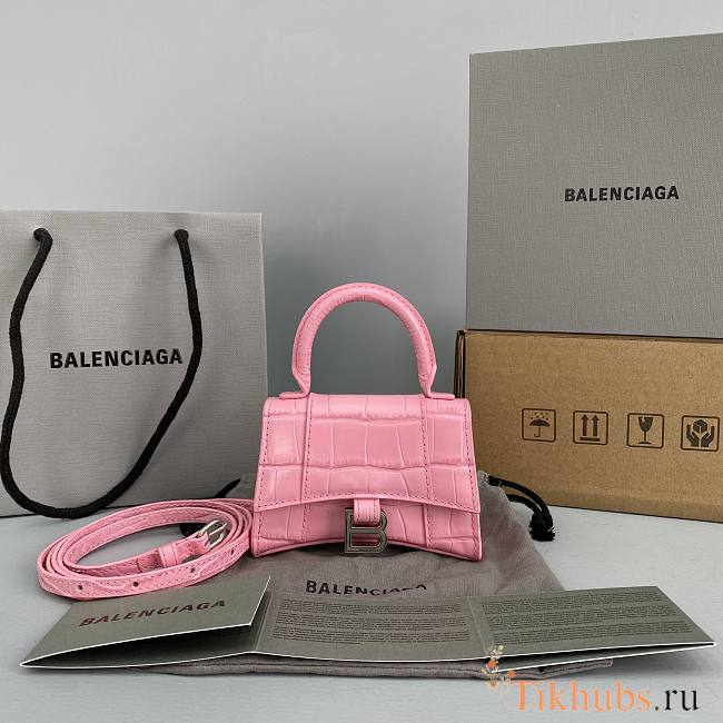 Balenciaga Hourglass Bag Mini Pink 92941 Size 11.5 x 14 x 4.5 cm - 1