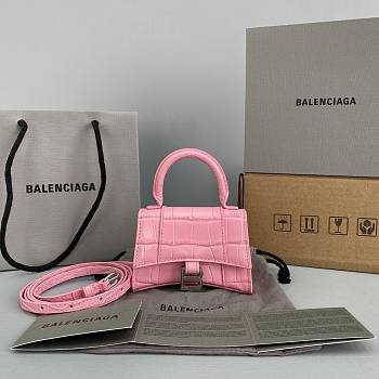 Balenciaga Hourglass Bag Mini Pink 92941 Size 11.5 x 14 x 4.5 cm