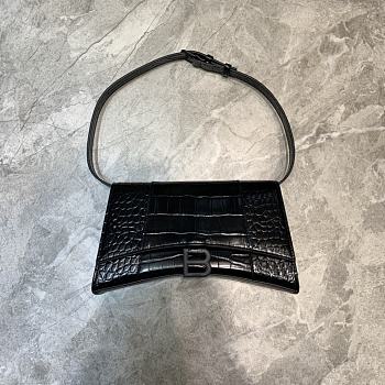 Balenciaga Hourglass Crocodile Pattern Black Size 25 x 6.5 x 14 cm