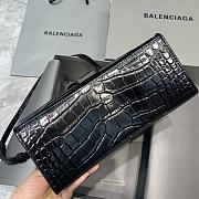 Balenciaga Hourglass Top Handle Bag Shiny Crocodile Embossed Cafslin Size 23 x 10 x 14 cm - 3