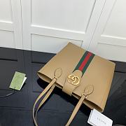 Gucci Small Tote With Double G In Brown Ribbon Cloth Leather 652680 Size 28 x 26 X 8.5 cm - 3