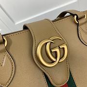 Gucci Small Tote With Double G In Brown Ribbon Cloth Leather 652680 Size 28 x 26 X 8.5 cm - 5