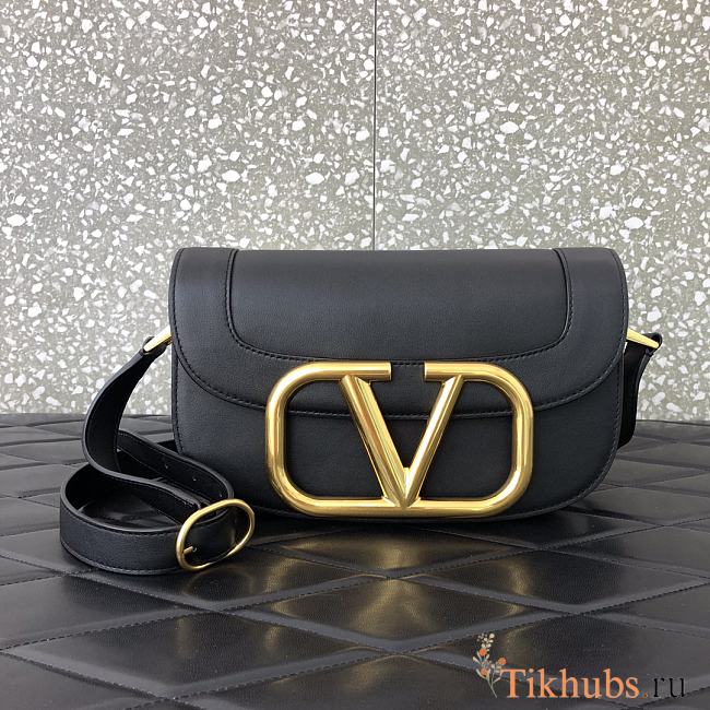 Valentino V Logo Retro Saddle Bag Black 2009 Size 26.5 x 9 x 16 cm - 1