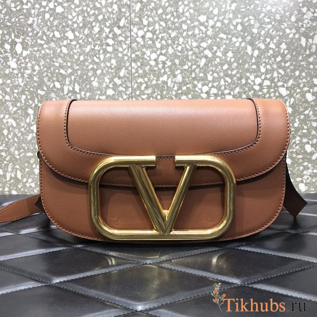 Valentino V Logo Retro Saddle Bag Brown 2009 Size 26.5 x 9 x 16 cm - 1