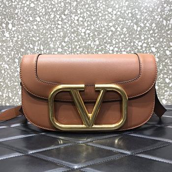 Valentino V Logo Retro Saddle Bag Brown 2009 Size 26.5 x 9 x 16 cm