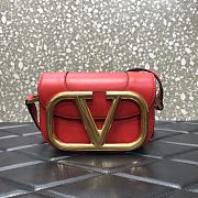 Valentino Valegaravani Supervee Small Calf Leather Crossbody Bag Red 3008 Size 18 x 13 x 7 cm - 1