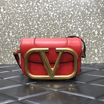 Valentino Valegaravani Supervee Small Calf Leather Crossbody Bag Red 3008 Size 18 x 13 x 7 cm