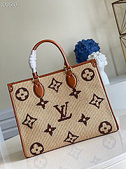 LV Onthego Monogram Giant Weave Embroidery Tote Bag Brown M57723 Size 35 x 27 x 14 cm - 5