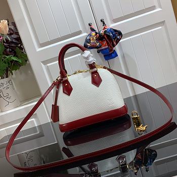 LV Alma BB Handbag White Fight Red M40301 Size 23.5 x 17.5 x 11.5 cm
