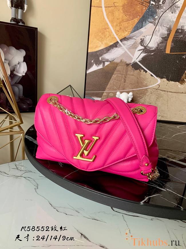 LV New Wave Chain Bag H24 Rose Red M58552 Size 24 x 14 x 9 cm - 1