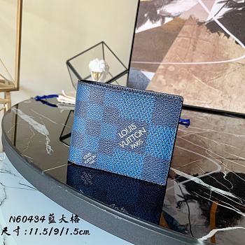 Louis Vuitton Multiple Check Wallet Blue N60434 Size 11.5 x 9 x 1.5 cm