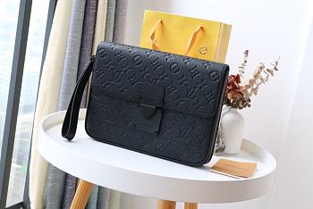 LV S Lock A4 Pouch Monogram Macassar Black M80560 Size 27 x 21 x 3.5 cm