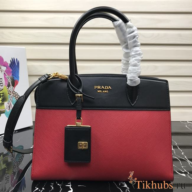 PRADA Handle Bag Black/Red 1BA046 Size 30 × 23 × 15 cm - 1