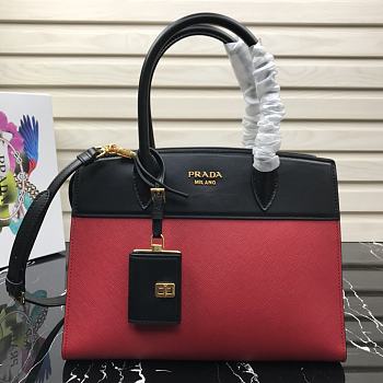 PRADA Handle Bag Black/Red 1BA046 Size 30 × 23 × 15 cm