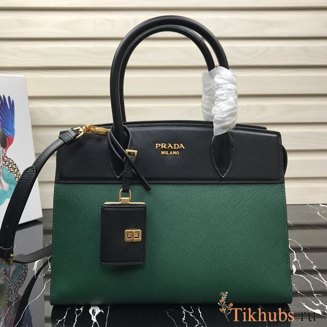 PRADA Handle Bag Black/Green 1BA046 Size 30 × 23 × 15 cm - 1