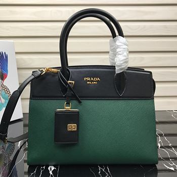 PRADA Handle Bag Black/Green 1BA046 Size 30 × 23 × 15 cm