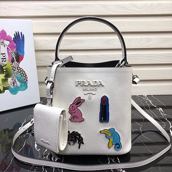 PRADA Bucket-Shaped Shopping Bag 1BA217 Size 18 × 17 × 10.5 cm