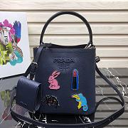 PRADA Bucket-Shaped Shopping Bag Dark Blue 1BA217 Size 18 × 17 × 10.5 cm - 1