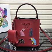 PRADA Bucket-Shaped Shopping Bag Red 1BA217 Size 18 × 17 × 10.5 cm - 1