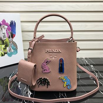 PRADA Bucket-Shaped Shopping Bag Pink 1BA217 Size 18 × 17 × 10.5 cm