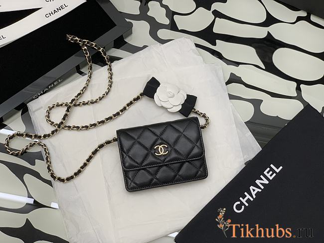 Chanel Camellia Chain Bag Black 88024 - 1