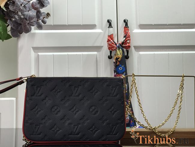 Louis Vuitton Pochette Double Zip Red With Navy Blue M63919 Size 20 x 12.5 x 3 cm - 1