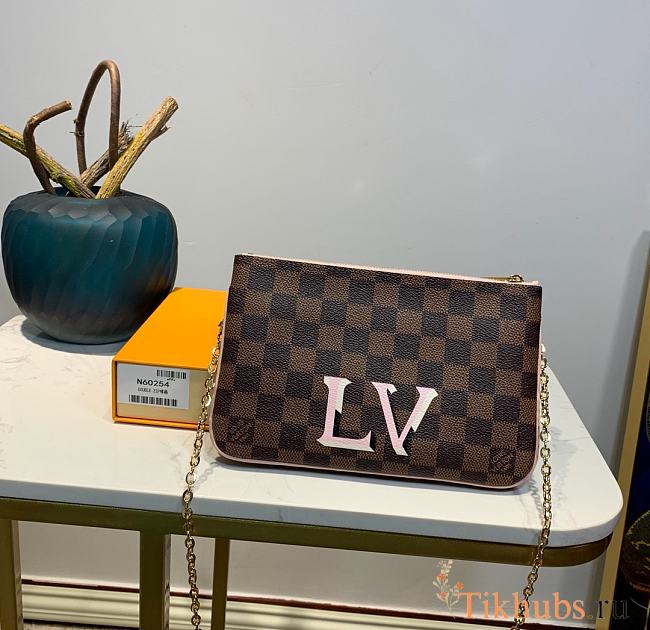 LV Pochette Double Zip Damier Ebene N60254 Size 20 x 13 x 5.5 cm - 1