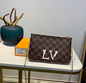 LV Pochette Double Zip Damier Ebene N60254 Size 20 x 13 x 5.5 cm