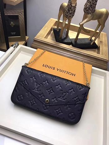 Louis Vuitton Monogram Empreinte Pochette Felicie Black M64064 Size 21 x 12 x 3 cm