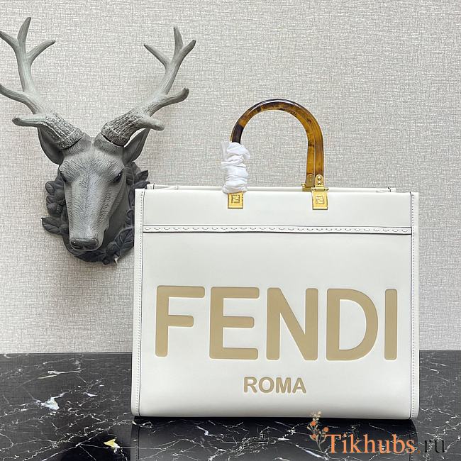 Fendi Medium Leather Tote Bag White 887 Size 36 x 17 x 31 cm - 1