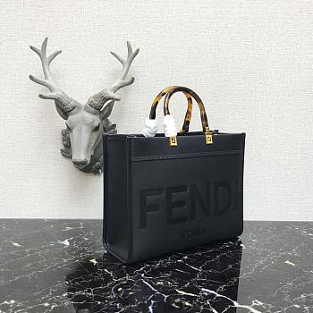 Fendi Medium Leather Tote Bag Black 887 Size 36 x 17 x 31 cm