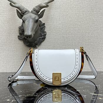 Fendi Moonlight Leather Handbag White Size 21 x 9 x 14 cm