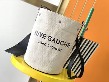 YSL RIVE GAUCHE Linen Bucket Bag 669299 Size 20 x 30 x 28,5 cm