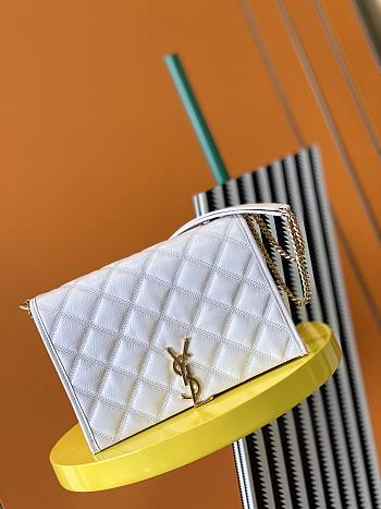 YSL Becky Lambskin Chain Bag White 629426 Size 25 x 17 x 7 cm