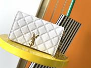 YSL Becky Lambskin Chain Bag White 585031 Size 22.5 x 14.5 x 5 cm - 1