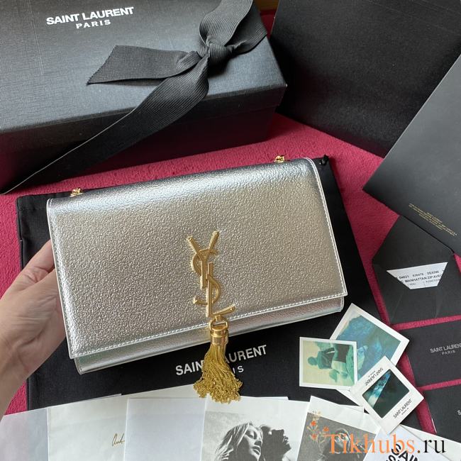 YSL Kate Silver Gold Buckle 326076Q Size 24 x 14.5 x 5 cm - 1