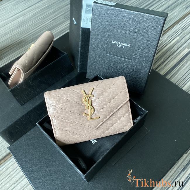 YSL Small Wallet Nude Pink A026K Size 13.5 x 9.5 x 3 cm - 1