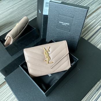 YSL Small Wallet Nude Pink A026K Size 13.5 x 9.5 x 3 cm