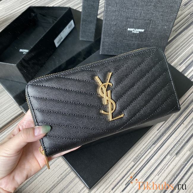 YSL Wallet Black Golden Logo 358094 Size 19 x 9 cm - 1