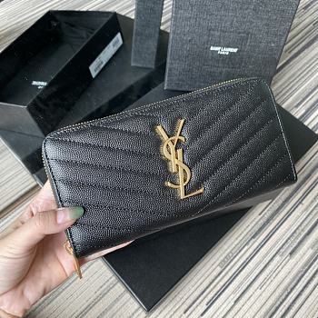 YSL Wallet Black Golden Logo 358094 Size 19 x 9 cm
