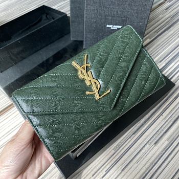 YSL Wallet Green 437469-1 Size 19 x 9 cm