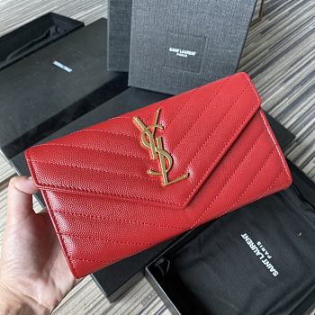YSL Wallet Red 437469-1 Size 19 x 9 cm