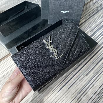 YSL Wallet Silver Logo 437469-1 Size 19 x 9 cm