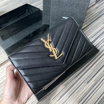 YSL Wallet Gold Logo 437469-1 Size 19 x 9 cm