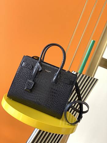 YSL Bag With Crocodile Pattern Black 421863 Size 26 x 20.5 x 12.5 cm