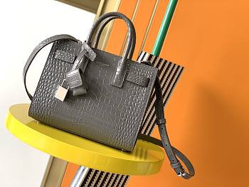 YSL Bag With Crocodile Pattern Gray 392035 Size 22 x 18 x 10.5 cm
