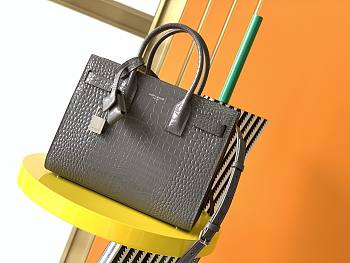 YSL Bag With Crocodile Pattern Gray 421863 Size 26 x 20.5 x 12.5 cm