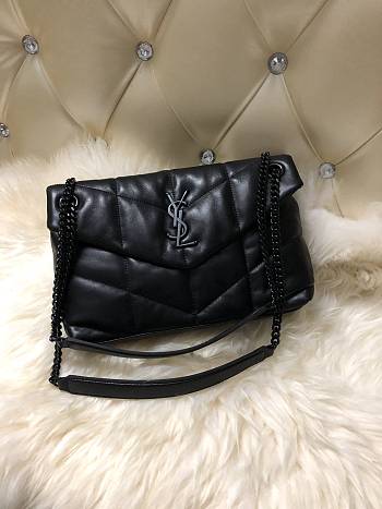 YSL LOULOU PUFFER Quilted Lambskin Bag Black 577476 Size 29 x 17 x 11 cm