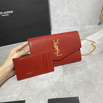 YSL Mini Envelope Bag Red 607788 Size 19 x 12 x 4 cm