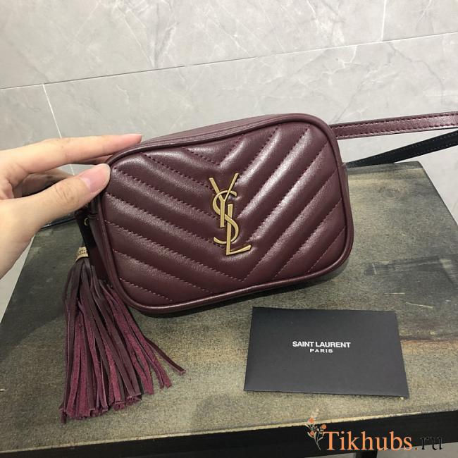 YSL Calfskin Waist Bag Red 534817 Size 15.5 x 10.5 x 5.5 cm - 1